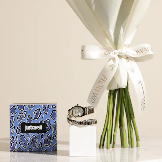 Just Cavalli Signature Snake Aria Ladies Fashion Watch | Blush Harmony Flower