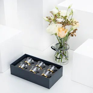 Dimlaj Glass Cawa Cup set Asala Gold and Ice Crystal /6PCS
