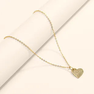 Hrh Heart Fingerprint Gold Plated Necklace