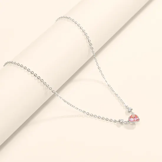 Hrh Pink Heart Gold Plated Necklace
