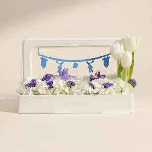Floward New Baby Boy Flowers Tray Floward New Baby Boy Flowers Tray