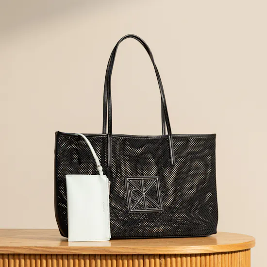 Calvin Klein Black Emblem Mesh Women's Tote Bag