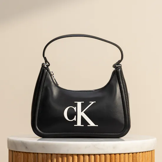 Calvin Klein Black Embossed Monogram Women’s Shoulder Bag
