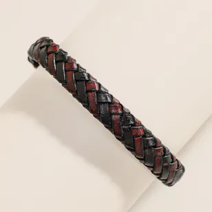 Fossil Brown and Black Braided Leather Men’s Bracelet