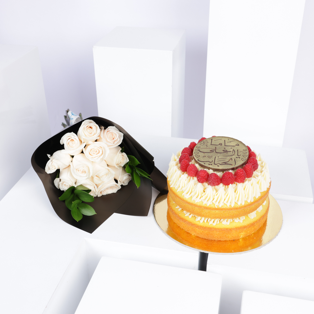 Lavivian Lemon Cake | White Rose Bouqet