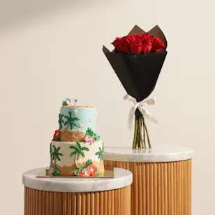 Floward Palm Haven Two Tier Cake | Beauty Flowers Floward Palm Haven Two Tier Cake | Beauty Flowers