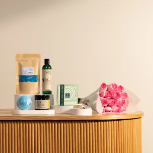 Areej Vanilla Beauty Set | Patchi Chocolate Box and Soulful Revival Roses Bouquet