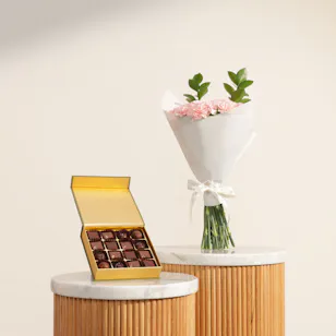 Bateel Palm Collection Origin Chocolate Small Box | Shiny Flowers Bouquet 