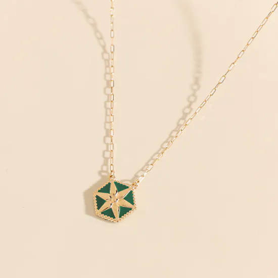 Midad Bahja Green Color Gold Necklace