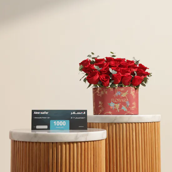 Almosafer 1000 Almosafer Points Gift Card | Whispers of Love Red Roses Box