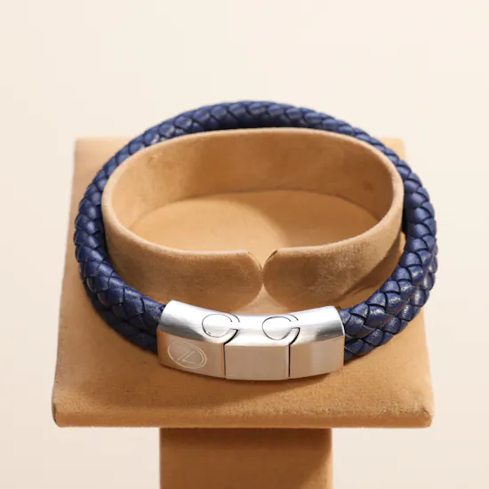 Zus Double Navy Blue Leather Bracelet