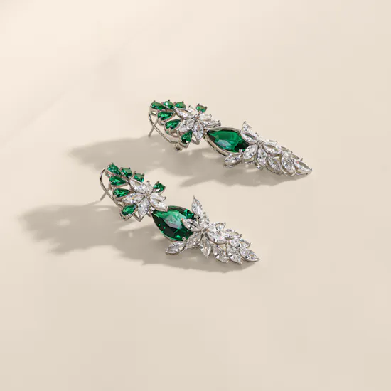 Floward Jade Bloom Silver Earrings