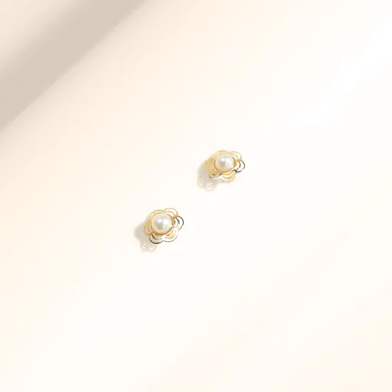Baby Fitaihi Flower-Shaped Pearl Kids Stud Earrings