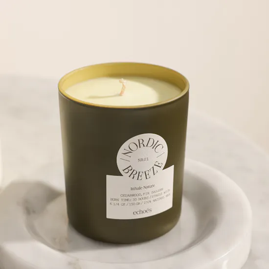 Echoes Basil & Green Tea Small Candle | Memories Written in Flowers Box