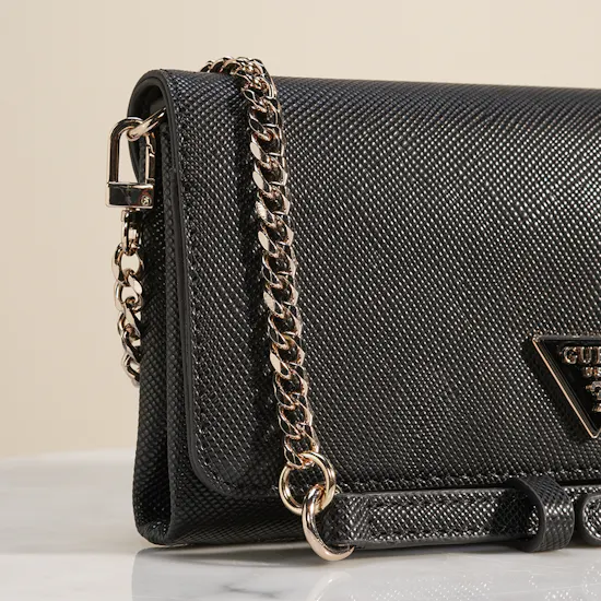 Guess Noelle II Xbody Flap Organizer Black Women's Crossbody Bag