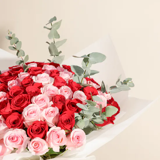 Delightful Hearts Rose Bouquet | 100 Flowers