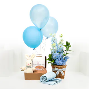 Cozy Bunny Blue Basket | Flowers Cozy Bunny Blue Basket | Flowers