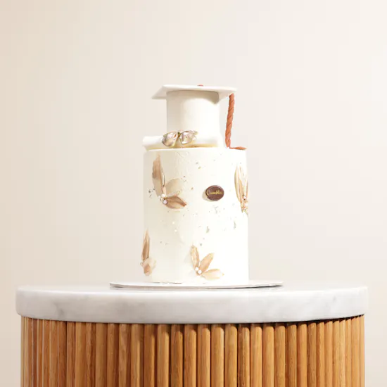 Crumbles Graduation Cake | White Blooms
