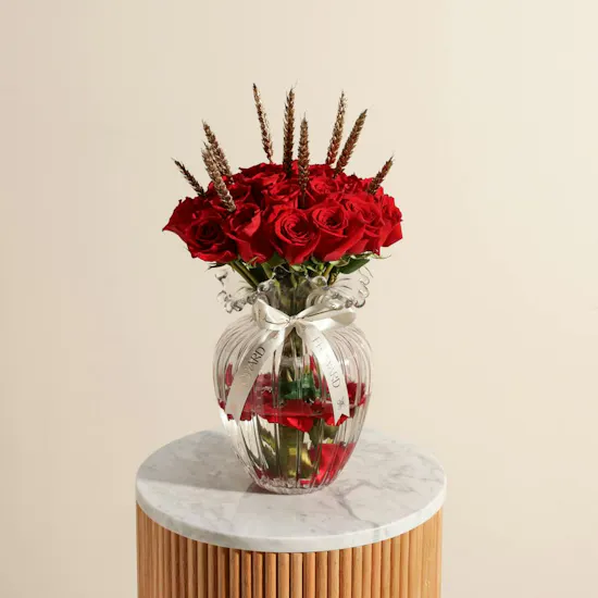 Romance Red Roses Vase