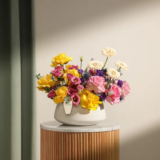 Radiant Joy Mixed Flowers Vase