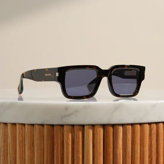 Police Full Rim Rectangular Dark Brown Men's Sunglasses