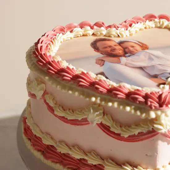 Noon Sweets Personalized Photo Pink Heart Cake