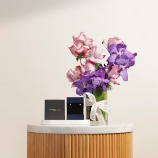 Lapis Diamond Earrings | Enchanting Nature Flowers Vase