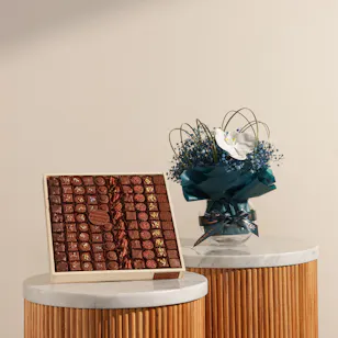 Soucolat Grand Chocolate Collection Wood Tray | Silk Reverie Flower