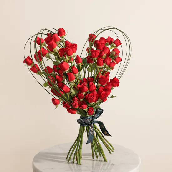 Royal Red Baby Rose Heart Bouquet