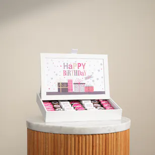 Lilac White Birthday Chocolate Leather Box 
