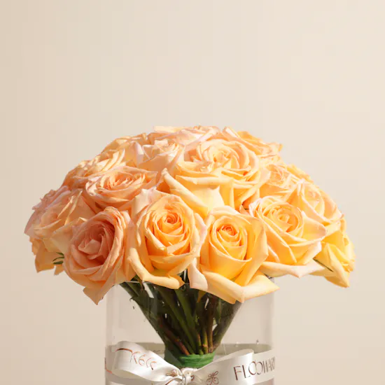 Delicate Peach Rose Vase | 35 Roses