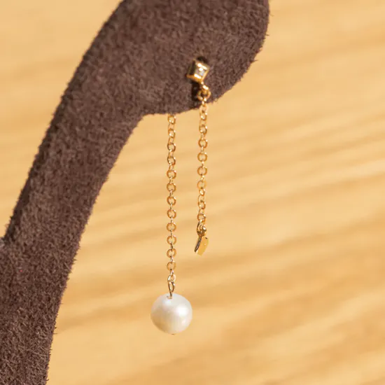 L'azurde Gold Round Pearls with Stones Earrings | 18 k