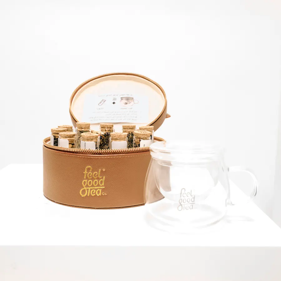 Feel Good Tea Camel Leather Tea Bag 1