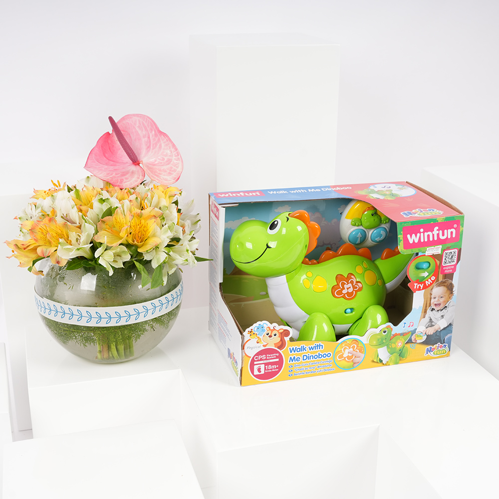  لعبة وين فن  الديناصور المتحرّك من تويز آر أص | المزهرية المشرقة