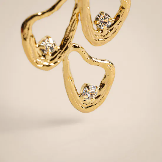 Lynyer Celestial Whispers Trip Drop Gold Plated Earrings