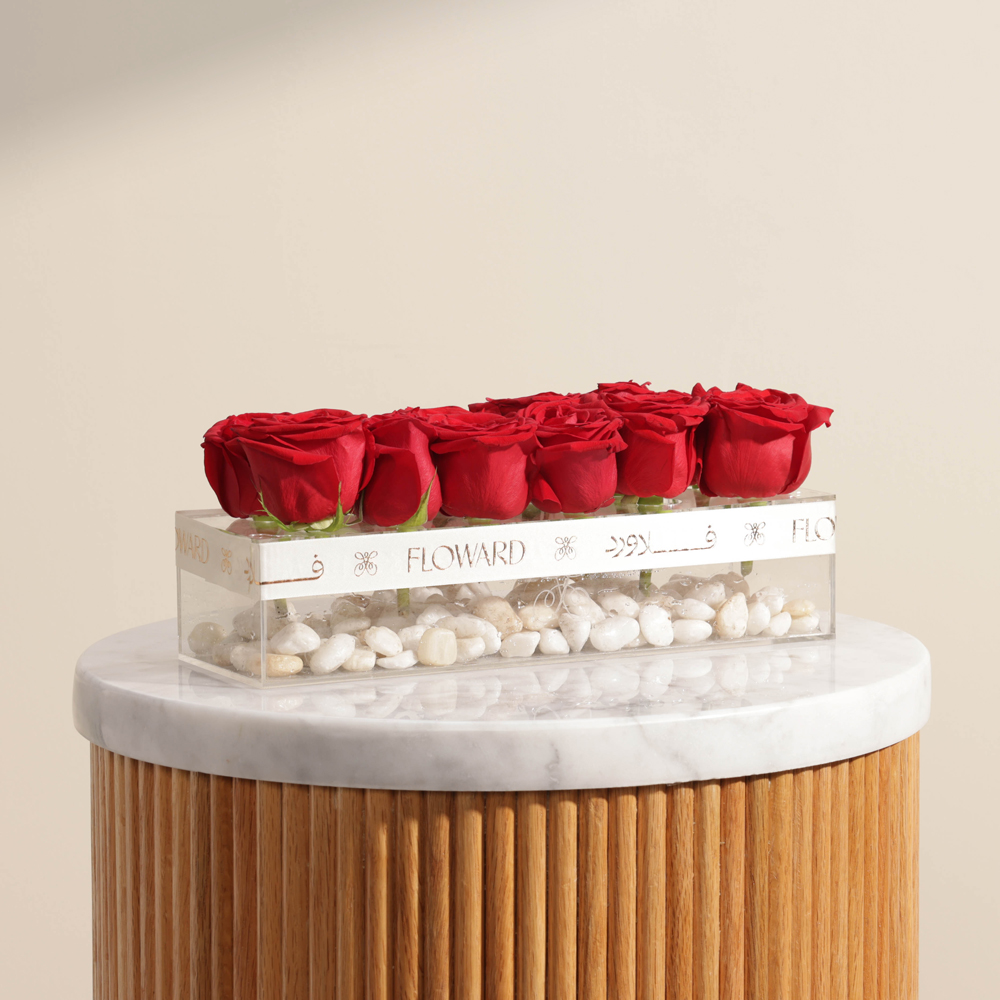 الورود الحمراء الرومانسية | الزهور الاكريليك زهرية