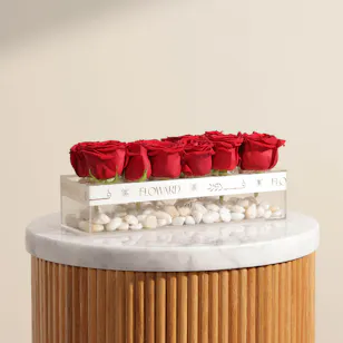 Romantic Red Roses | Flowers Acrylic Vase