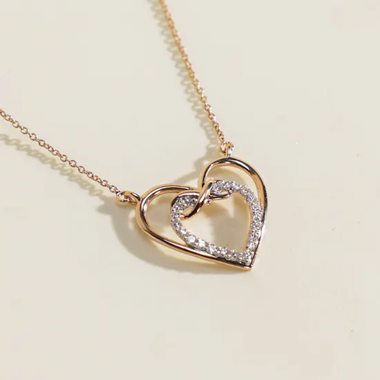 Damas Rose Gold and Diamond Heart Necklace