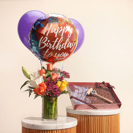Patchi Chocolates | Birthday Balloons & Flower Vase