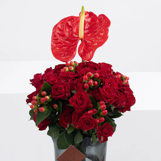 Raspberry Flowers | Glass Vase