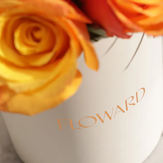 Orange Roses Flowers Box | 15 Flowers