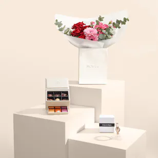 Godiva Chocolates Box & Calvin Klein Watch with Flowers Godiva Chocolates Box & Calvin Klein Watch with Flowers