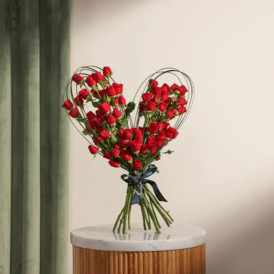 Royal Red Baby Rose Heart Bouquet