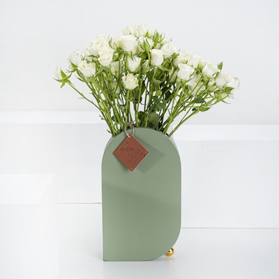 baby rose white- in a vase