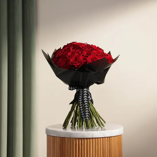 50 Red Roses | Black Wrap