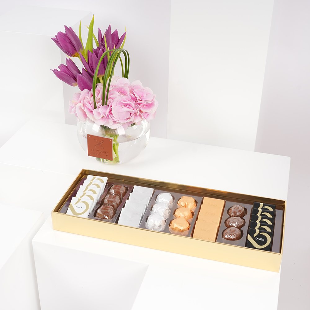 Bostani Medium Signature White Box | Purple Tulips