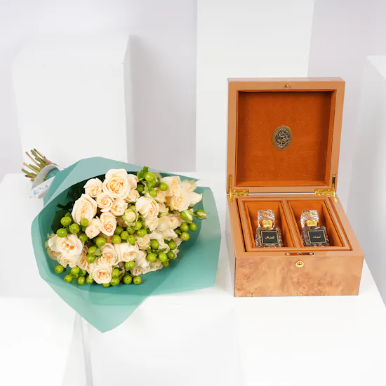 Saad Bashmakh Musk Box | Peach Baby Roses