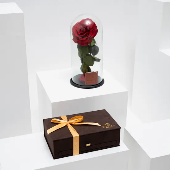 Godiva Small Brown Royal Chocolate Box | Red Preserved Rose