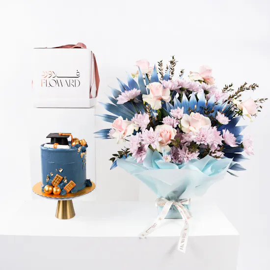 Floward Graduation Cake | Blue Rose Bouquet