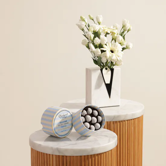 Charbonnel et Walker Milk and Dark Sea Salt Caramel Truffles Box | Bright Flower Vase